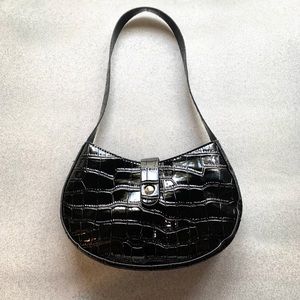 BLACK ROUND CROC BAG (SOLD)